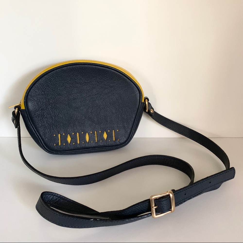 Y2k champagne Paris leather crossbody bag
